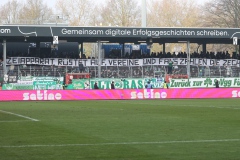 18. Spieltag: Preußen Münster - Fürth. Protest wegen der jüngsten Entscheidung über eine Kostenbeteiligung der Fußballklubs am Polizeieinsätzen.