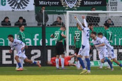 19. Spieltag 2025/2026. Preußen Münster - Karlsruher SC. Karlsruhe feiert das 1:0.