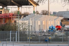 Die Westtribüne am 2. April 2025.