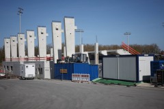 Westtribüne am 12. April 2025.