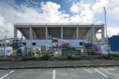 Westtribüne im Preußenstadion am 19. April 2025.