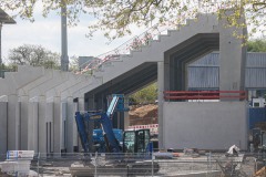 Westtribüne im Preußenstadion am 19. April 2025.