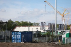 Westtribüne im Preußenstadion am 19. April 2025.
