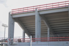 Westtribüne im Preußenstadion am 19. April 2025.