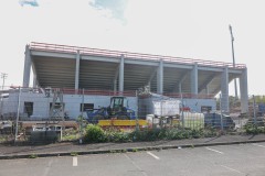 Westtribüne im Preußenstadion am 19. April 2025.
