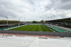 Bautagebuch Westtribüne: So sieht es am 25. April 2025 aus. So sieht der Blick von ganz oben aus. Die Kamera gibt nicht das echte Gefühl von Höhe wieder...