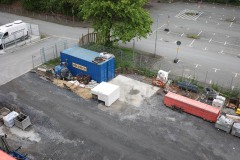 Bautagebuch Westtribüne: So sieht es am 25. April 2025 aus. Hier liegt das Kamerapodest für die Hintertorkamera.
