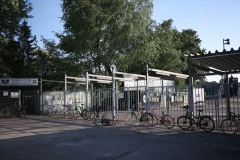 Der Haupteingang des Preußenstadions.