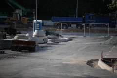 Blick auf die Arbeiten hinter der Westtribüne (23.6.2025)