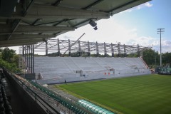 Das LVM-Preußenstadion am 3. Juli 2025. Blick auf die Westtribüne.