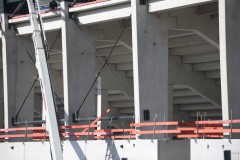 Das LVM-Preußenstadion am 3. Juli 2025. Hier werden Bauteile verspannt.