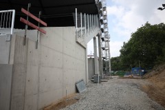 Das Preußenstadion mit der neuen Westtribüne. Hier entsteht eines der beiden Tore für die Innenraumzufahrt.
