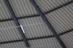 Das Preußenstadion mit der neuen Westtribüne. Das Dach ist noch nicht überall abgedichtet.