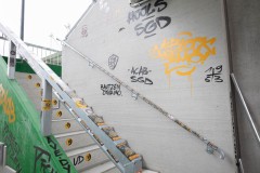 Gang zum Gästeblock hoch. Gang zum Gästeblock hoch.