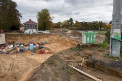 Hier entsteht ein dreigeschossiges Eckgebäude mit Kita und Geschäftsstelle für den SC Preußen Münster. Hier entsteht ein dreigeschossiges Eckgebäude mit Kita und Geschäftsstelle für den SC Preußen Münster.