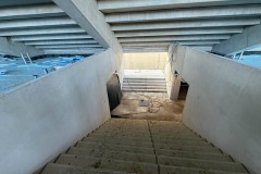 Das LVM-Preußenstadion Mitte Januar 2026. Über diese Treppen gelangt man unter der Ost hoch,.