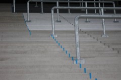 Die Ostkurve am 10. April. Markierungen für den Anstrich der Ost.