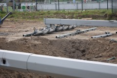 Der gekappte Flutlichtmast im Südosten des Stadions.