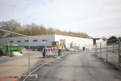 Blick auf die künftige Treppenanlage von den Fahrradstellplätzen zur Nordtribüne.