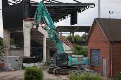 Das Preußenstadion Mitte Mai 2026. Die alte Halle wird in Kürze abgerissen.