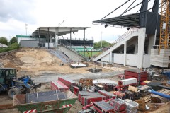 Das Preußenstadion Mitte Mai 2026. Hier im Südosten entstehen Kita und Geschäftsstelle.