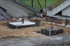 Das Preußenstadion Mitte Mai 2026. Hier im Südosten entstehen Kita und Geschäftsstelle.