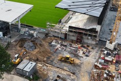 Das LVM-Preußenstadion Anfang Juni 2026. Hier die Südost-Ecke, wo künftig Kita und Geschäftsstelle ihren Sitz haben.