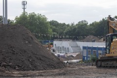 Das LVM-Preußenstadion Anfang Juni 2026. Hier der Blick auf die Treppen, die künftig von den Fahrradstellplätzen hinunter zur neuen Nordtribüne führen.
