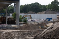 Das LVM-Preußenstadion Anfang Juni 2026. Hier der Blick auf die Treppen, die künftig von den Fahrradstellplätzen hinunter zur neuen Nordtribüne führen.