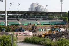 Das LVM-Preußenstadion Anfang Juni 2026. Blick auf die Gegengerade.