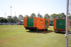 Das LVM-Preußenstadion Ende Juni 2026. Hybridrasen für den Trainingsplatz - ab Herbst dann auch auf dem Hauptplatz im Stadion.