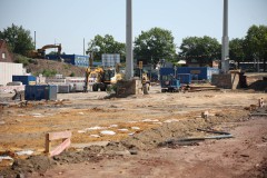 Das LVM-Preußenstadion Ende Juni 2026. Blick auf das Areal der künftigen Nordtribüne.