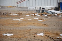 Das LVM-Preußenstadion Ende Juni 2026. Blick auf das Areal der künftigen Nordtribüne.