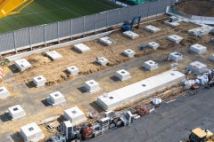 Blick von oben: Die meisten Fundamente sind gelegt.