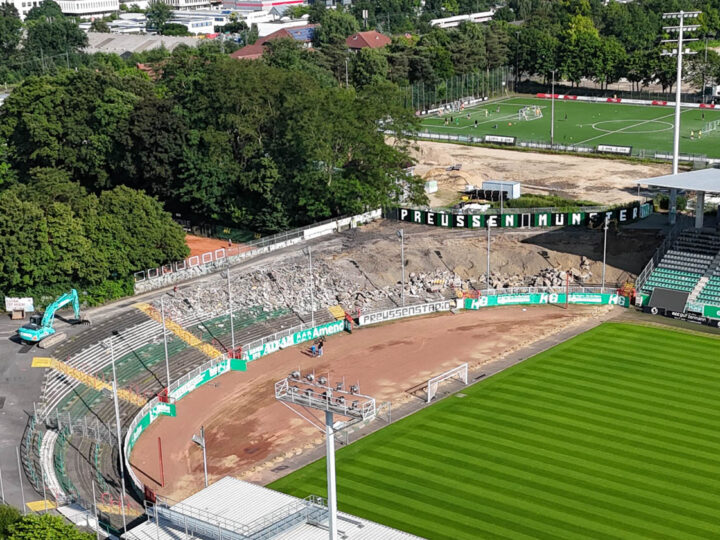 Umbau des Preußenstadions: Osttribüne schon im Frühjahr 2026 nutzbar?
